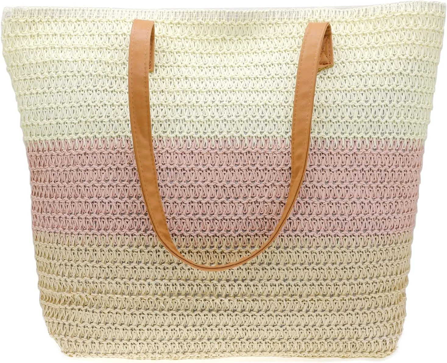 Large Straw Tote Bag for Women Rattan Woven Straw Beach Bag Purse Colored Stripe Shoulder Bags Handbag Summer