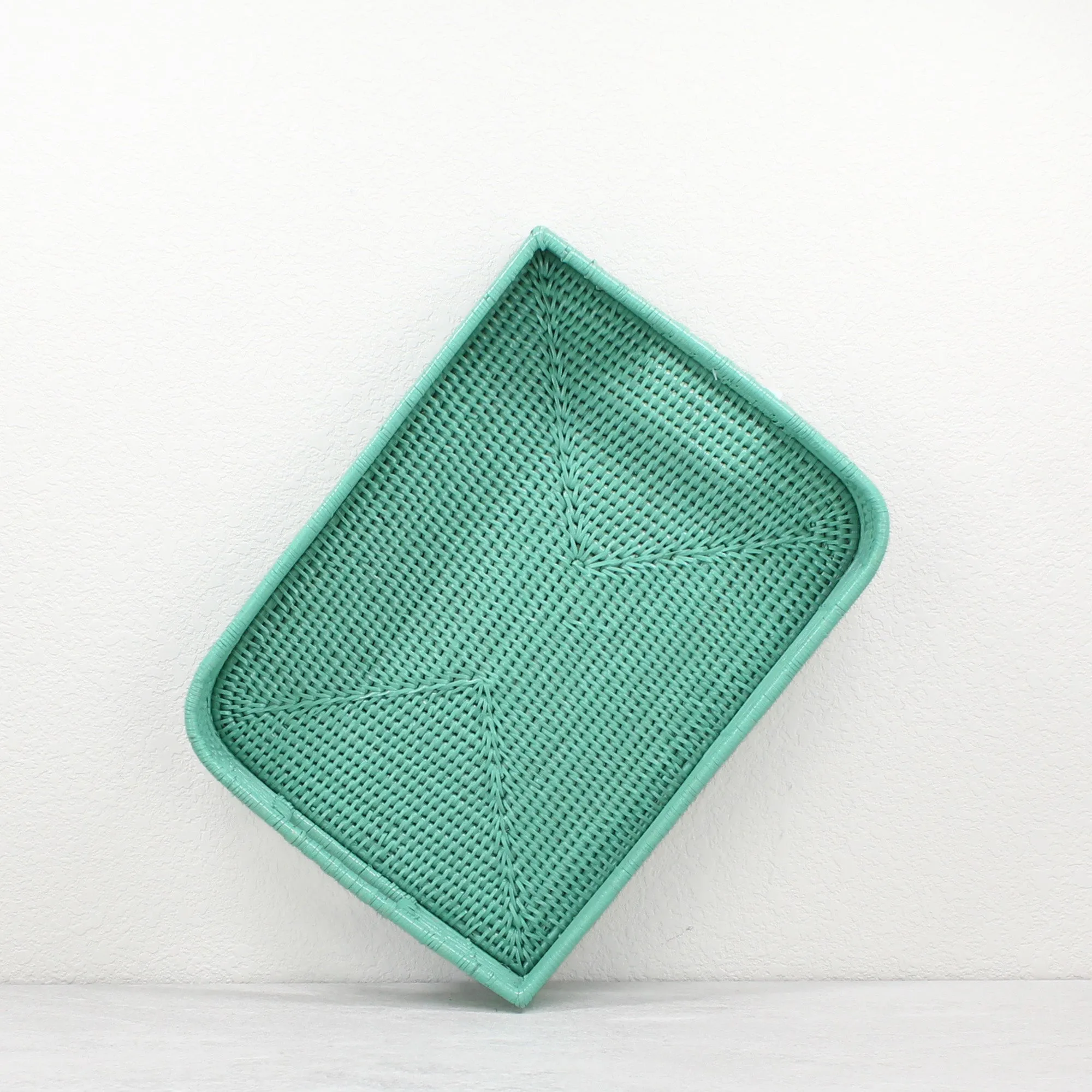 Leaf Shaped Mixed Textures Rattan Tray with Handles – Coffee Table Decor