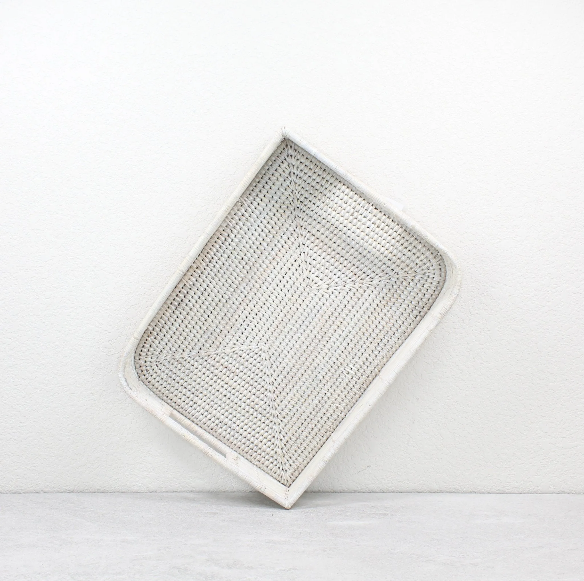 Leaf Shaped Mixed Textures Rattan Tray with Handles – Coffee Table Decor