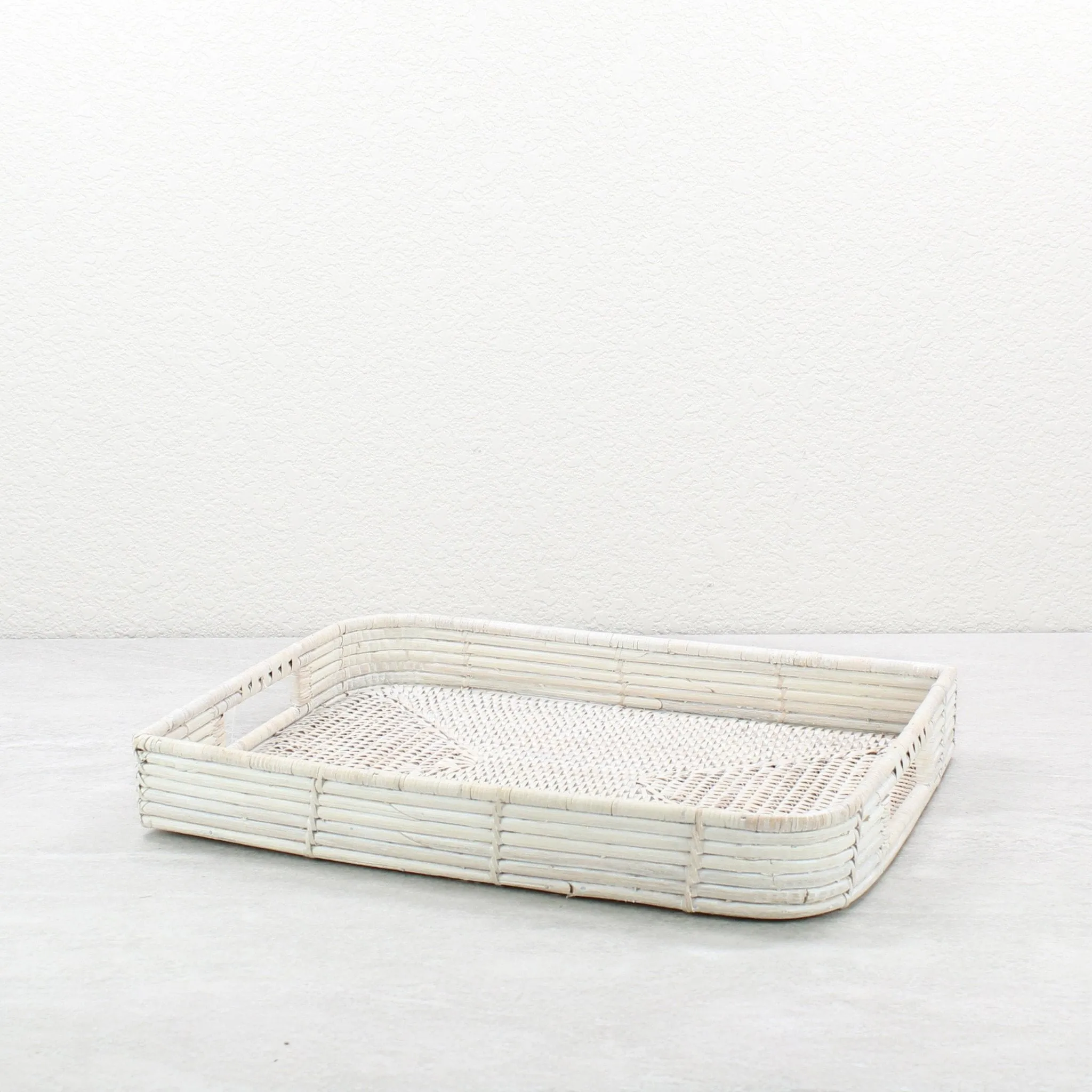 Leaf Shaped Mixed Textures Rattan Tray with Handles – Coffee Table Decor