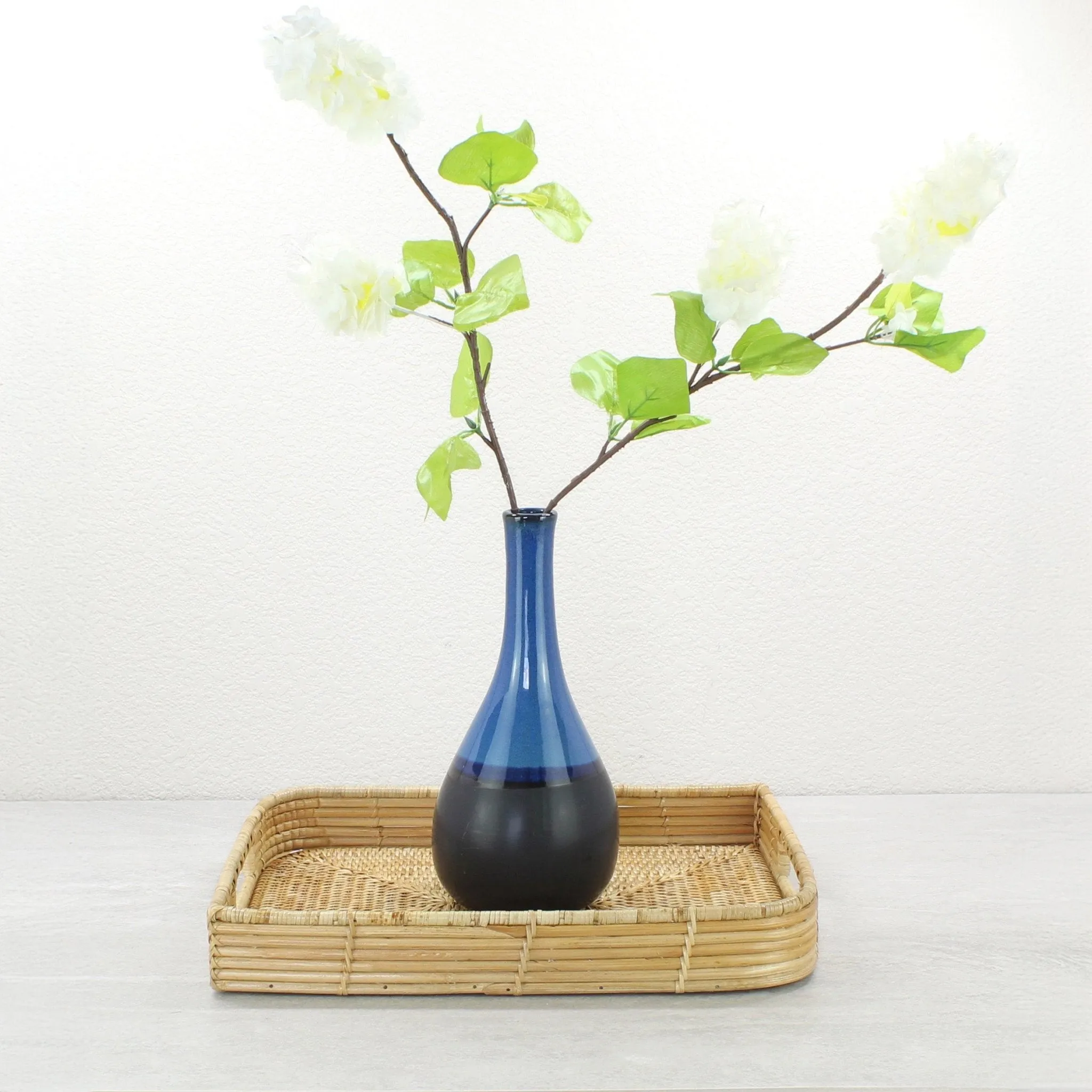Leaf Shaped Mixed Textures Rattan Tray with Handles – Coffee Table Decor