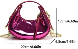 Leather Clutch Purse, Metallic PU Crossbody Bag Y2k Purse Evening Handbags for Women Prom Wedding Party