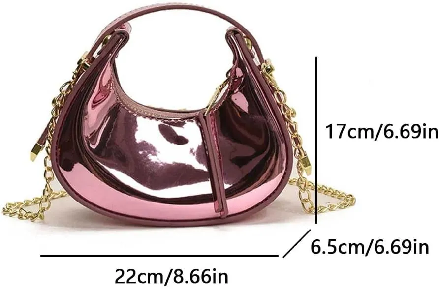 Leather Clutch Purse, Metallic PU Crossbody Bag Y2k Purse Evening Handbags for Women Prom Wedding Party