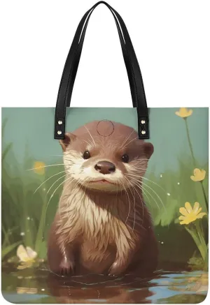Leather Handbag for Women Tote Bag with Magnetic Buckle Violin Sheet Music Crossbody Bag Shoulder Bag