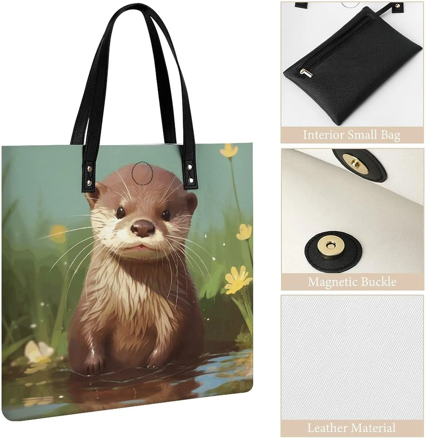 Leather Handbag for Women Tote Bag with Magnetic Buckle Violin Sheet Music Crossbody Bag Shoulder Bag