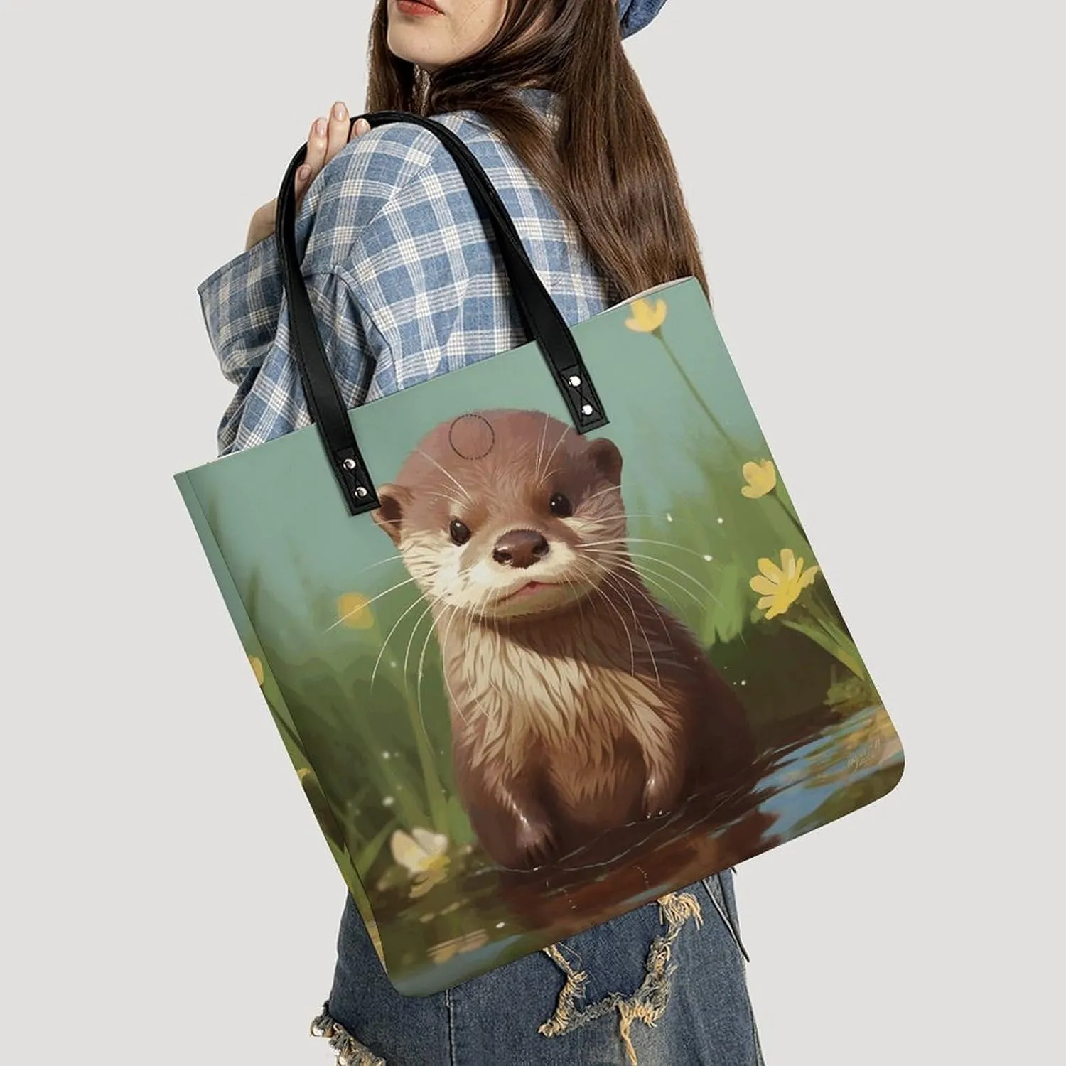 Leather Handbag for Women Tote Bag with Magnetic Buckle Violin Sheet Music Crossbody Bag Shoulder Bag