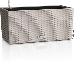 Lechuza - Balconera Cottage 40 Planter, Sand Brown, Balcony Box with Watering System, Water Level Indicator and Plant Insert, Wicker Look, 40 x 19 x 19 cm, 15474