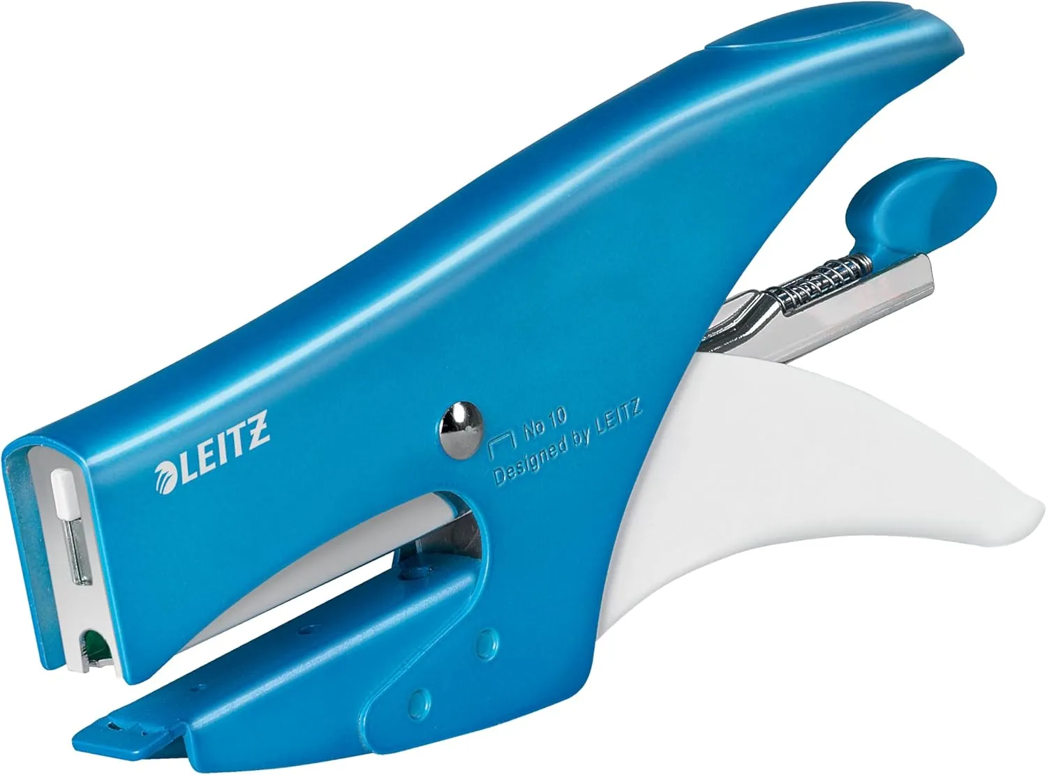 Leitz Pliers Stapler, Office and Home, 15 Sheets, Metal, Ergonomic, Metallic Blue, Wow, 55311036