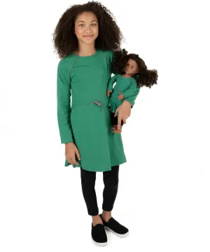 Leveret Kids & Toddler Uniform Matching Doll & Girls Cotton Waistband Tie-Belt Dress Variety of Styles (Size 2-14 Years)