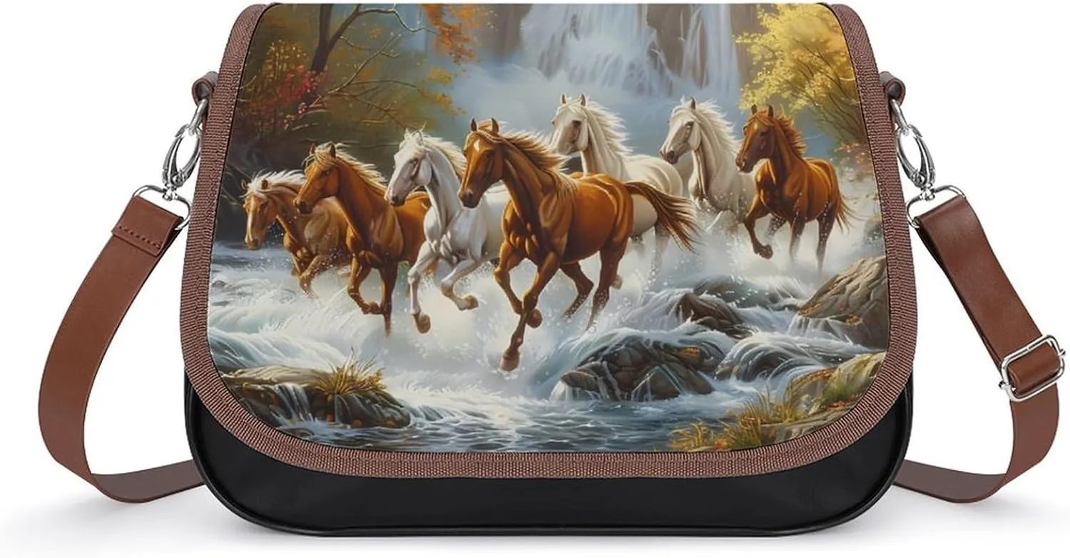 Life Mountain Stream Running Horse Wild Crossbody Bags for Women Trendy Shoulder Satchel Purses Messenger Bag