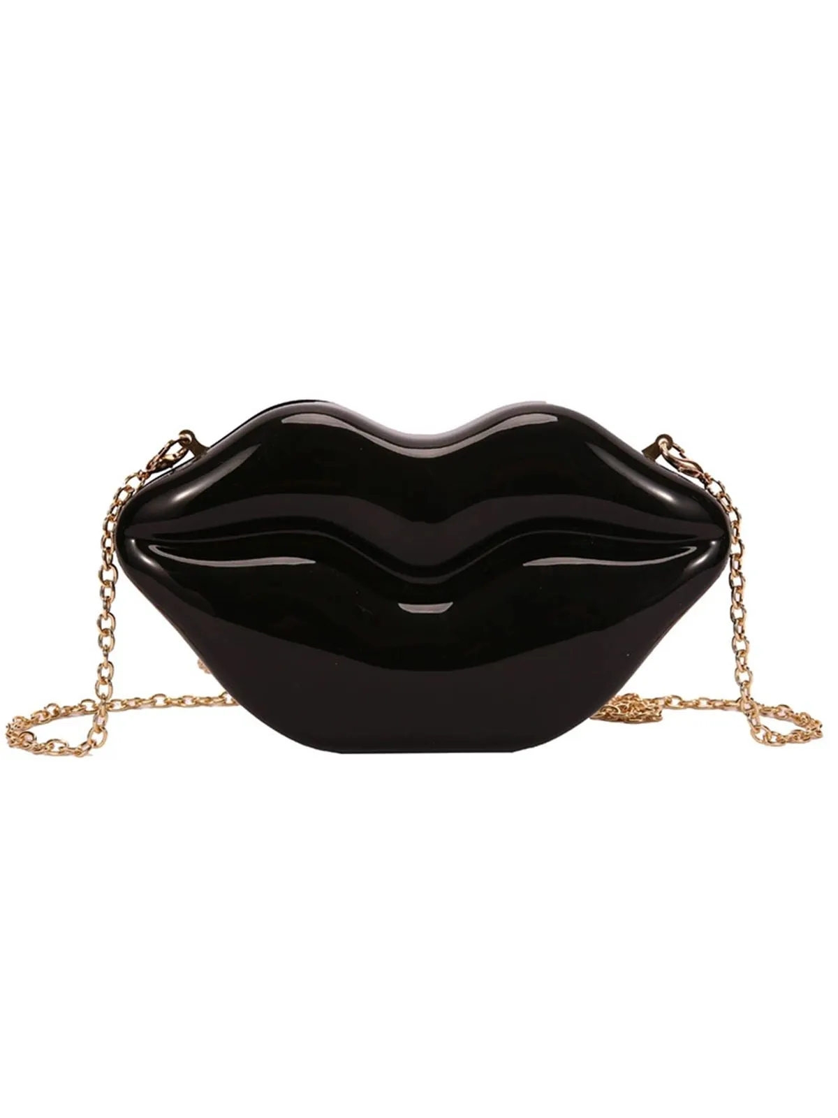 Lip-Shaped Metallic Shoulder Bag