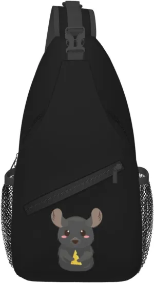 Little Mouse Eating Cheese Crossbody Bags For Women Men Chest Backpack Gym Shoulder Bag Travel Outdoor Sports Casual Crossbody Bags