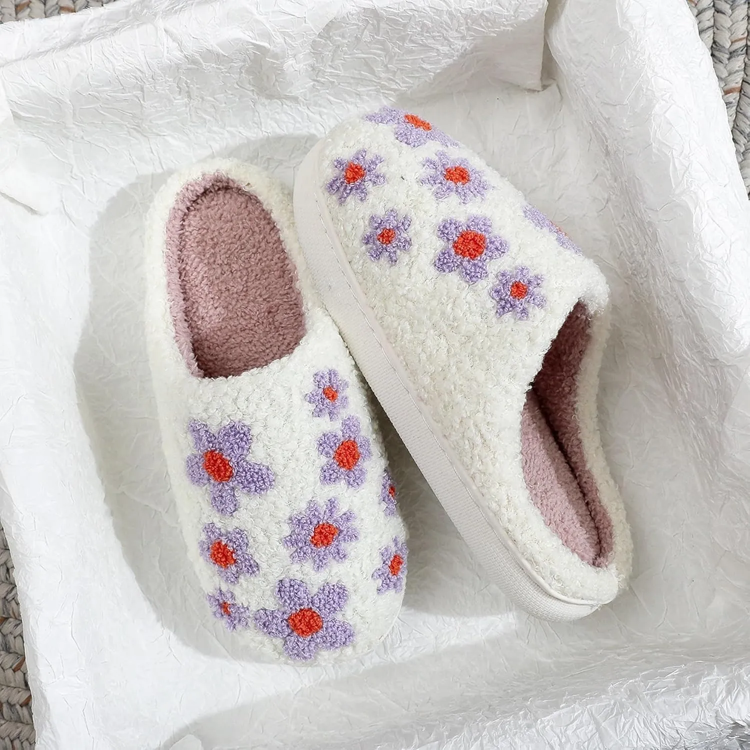 LNERIP Animal Slippers Fruit Slippers Plant Slippers Various Cartoon Patterns Fluffy Soft Memory Foam Retro Indoor Outdoor Home Couple Shoes
