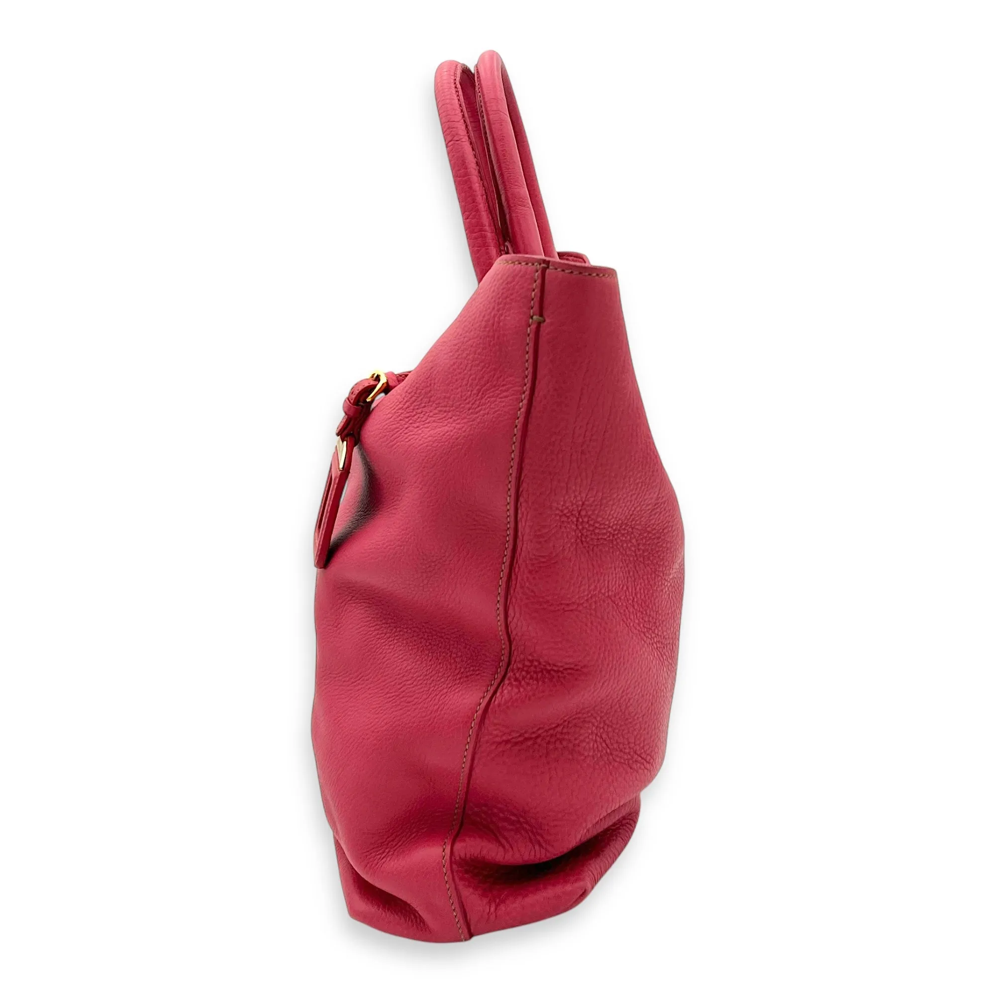 Logo Tote Bag Pink in Calfskin, Gold hardware