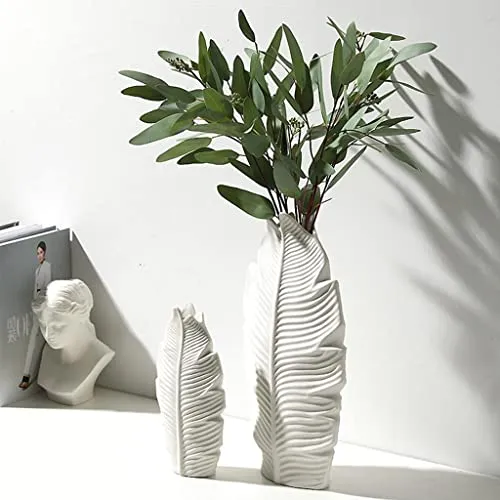 Losas White Ceramic Vase Matte Surface Desktop Modern Minimalist Table Vase L