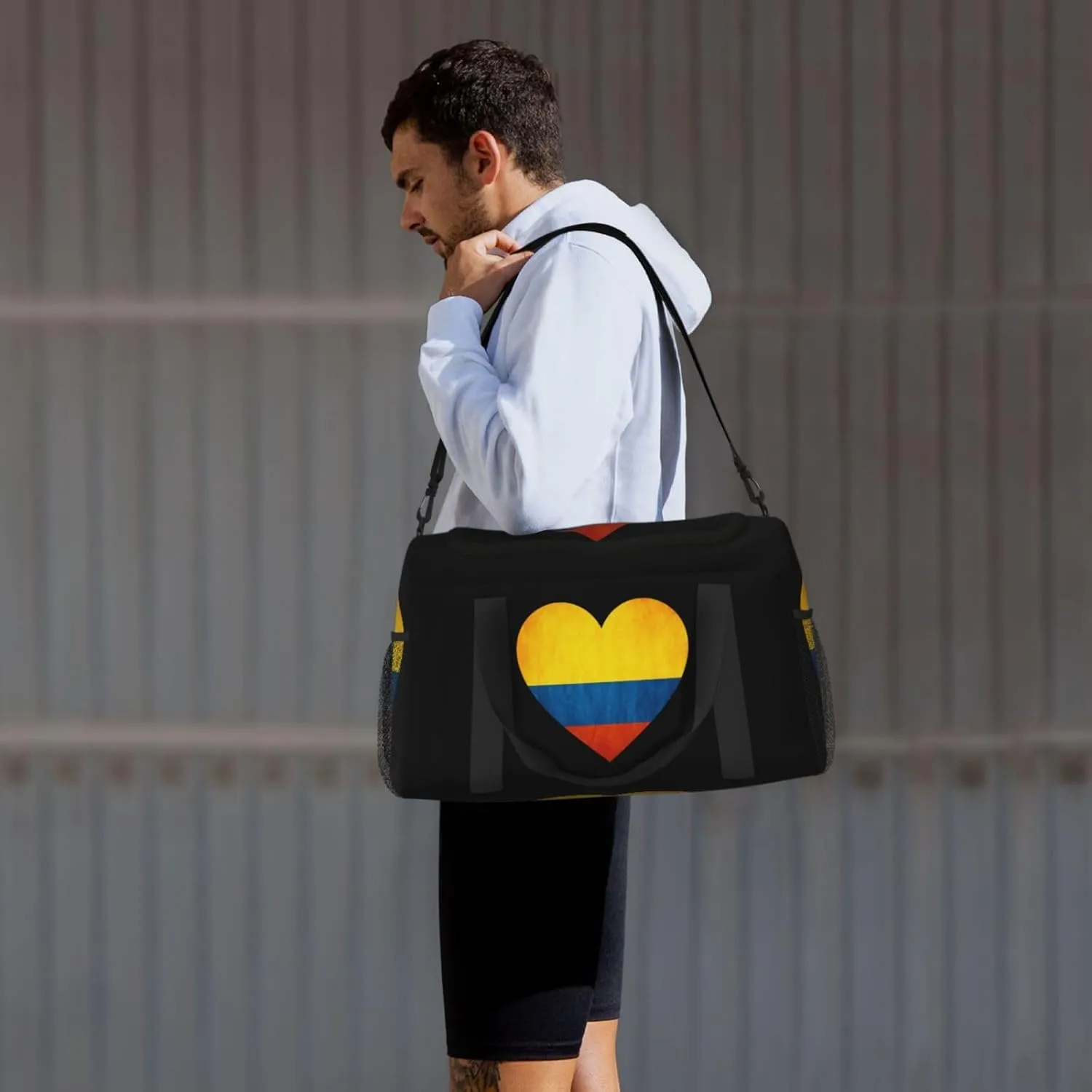 Love Colombia Flag Travel Duffel Bag Large Foldable Waterproof Overnight Bag For Beach Swim Bags Pool Sports Gym