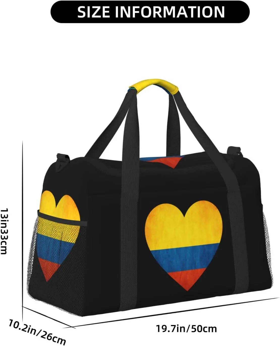 Love Colombia Flag Travel Duffel Bag Large Foldable Waterproof Overnight Bag For Beach Swim Bags Pool Sports Gym