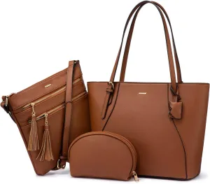 LOVEVOOK Handbags for Women Shoulder Bags Tote Satchel Hobo 3pcs Purse Set