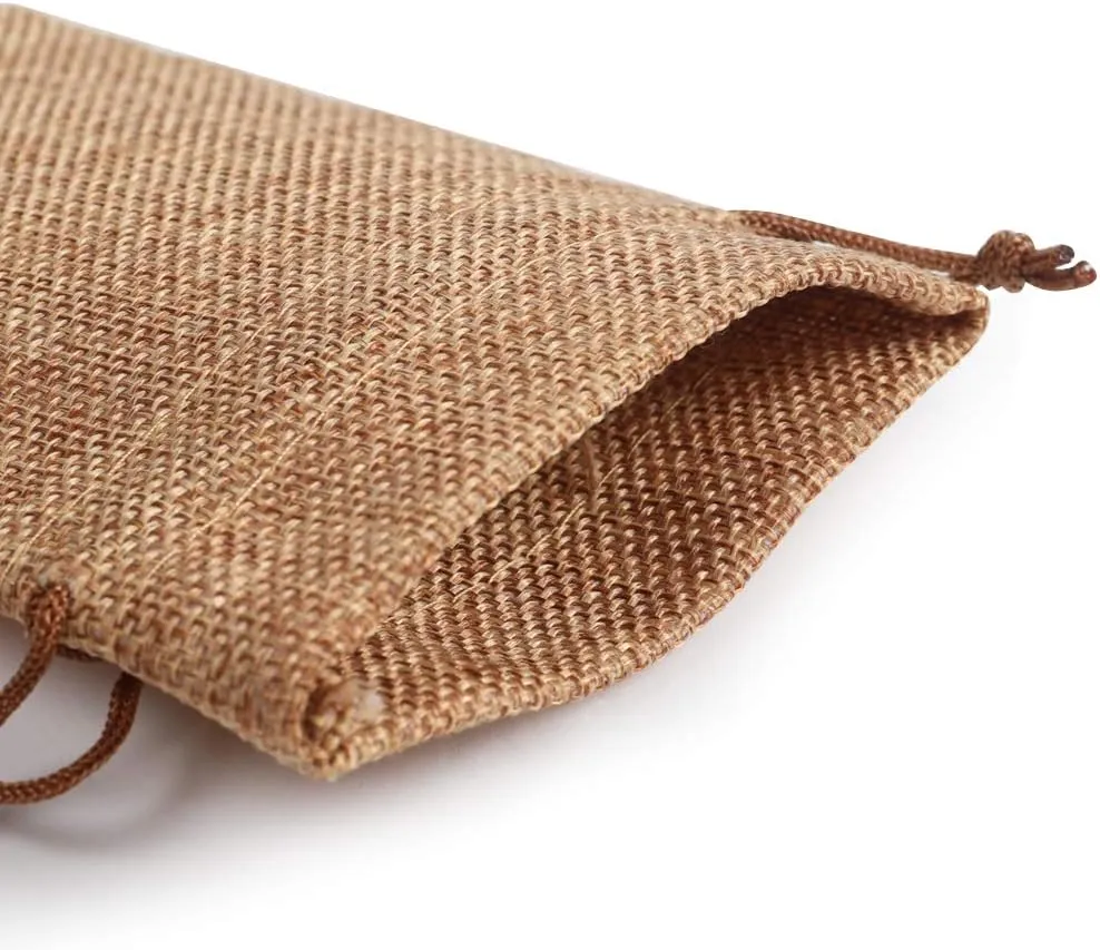 Lucky Monet 25/50/100PCS Burlap Gift Bags Wedding Hessian Jute Bags Linen Jewelry Pouches with Drawstring for Birthday, Party, Wedding Favors, Present, Art and DIY Craft (100Pcs, Coffee, 5” x 7”)