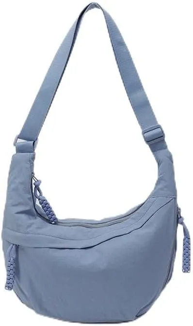 Lushandy Nylon Crossbody Bags for Women, Crescent Bag Luna Bag Casual Hobo Crossbody Purse Dumpling Bags Moon Shoulder Purse