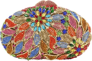 Luxury Flower Evening Clutch Bags Dazzling Rhinestone Clutch Purse for Women Crystal Wedding Party Handbags