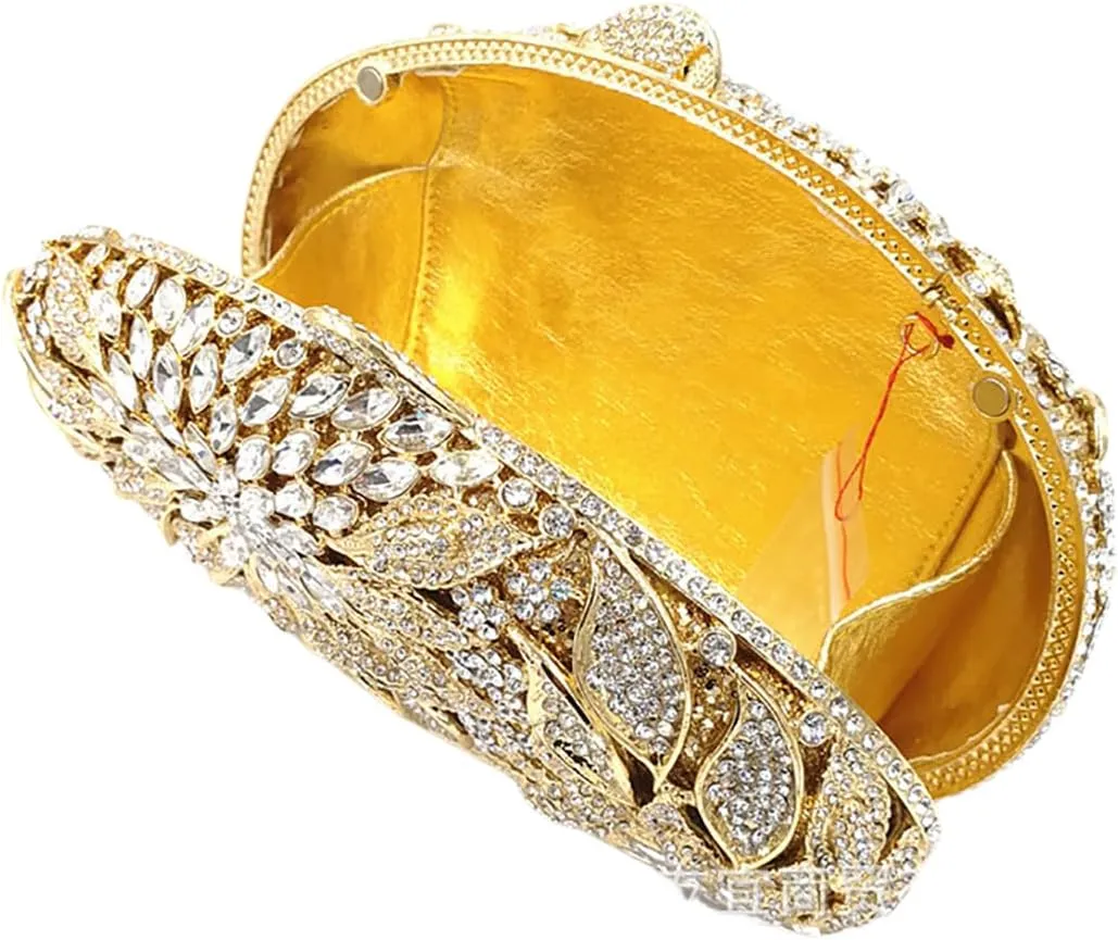 Luxury Flower Evening Clutch Bags Dazzling Rhinestone Clutch Purse for Women Crystal Wedding Party Handbags