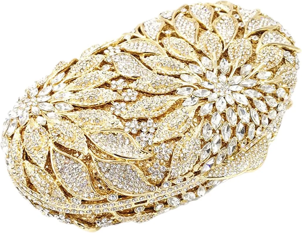 Luxury Flower Evening Clutch Bags Dazzling Rhinestone Clutch Purse for Women Crystal Wedding Party Handbags
