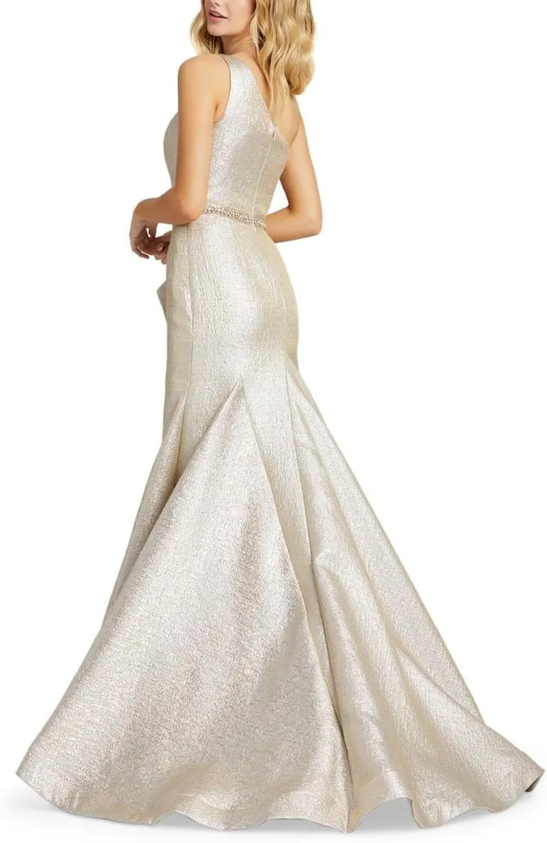 Mac Duggal Womens Metallic Long Evening Dress