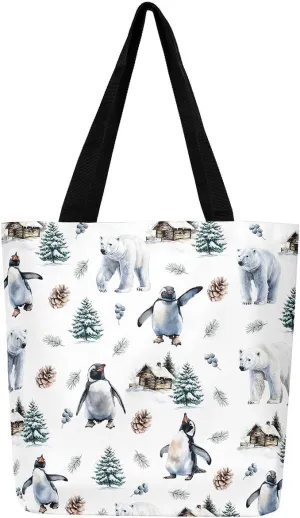 Mallard Duck Hunting Reversible Tote Bag,Kawaii Pet Wild Animal Foldable Shopping Bag,Romantic Bowknot Shoulder Bag