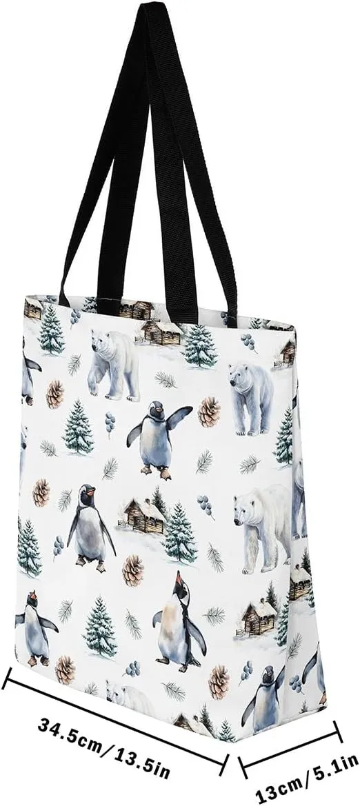 Mallard Duck Hunting Reversible Tote Bag,Kawaii Pet Wild Animal Foldable Shopping Bag,Romantic Bowknot Shoulder Bag