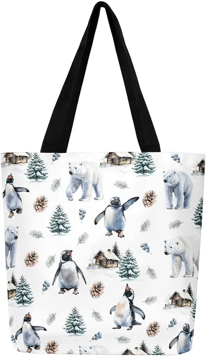 Mallard Duck Hunting Reversible Tote Bag,Kawaii Pet Wild Animal Foldable Shopping Bag,Romantic Bowknot Shoulder Bag