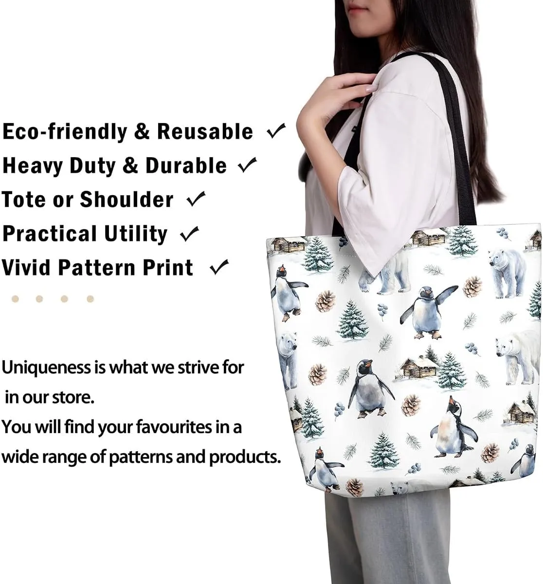 Mallard Duck Hunting Reversible Tote Bag,Kawaii Pet Wild Animal Foldable Shopping Bag,Romantic Bowknot Shoulder Bag