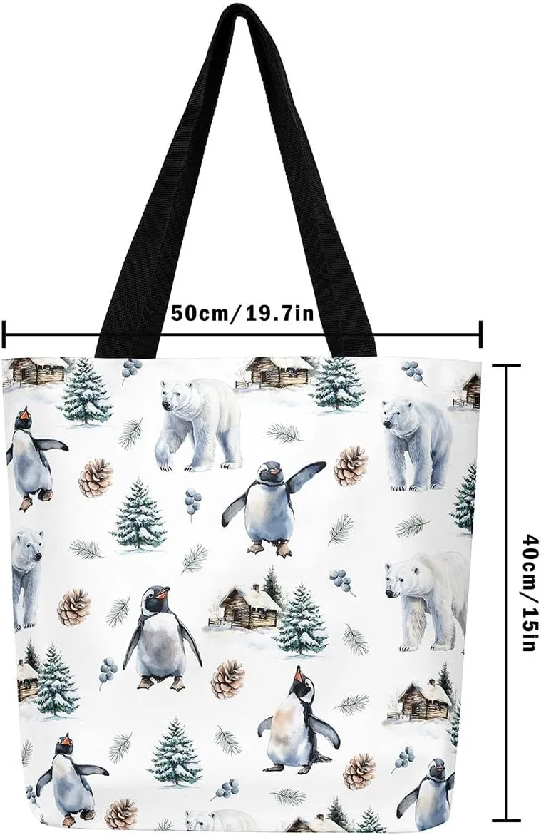 Mallard Duck Hunting Reversible Tote Bag,Kawaii Pet Wild Animal Foldable Shopping Bag,Romantic Bowknot Shoulder Bag