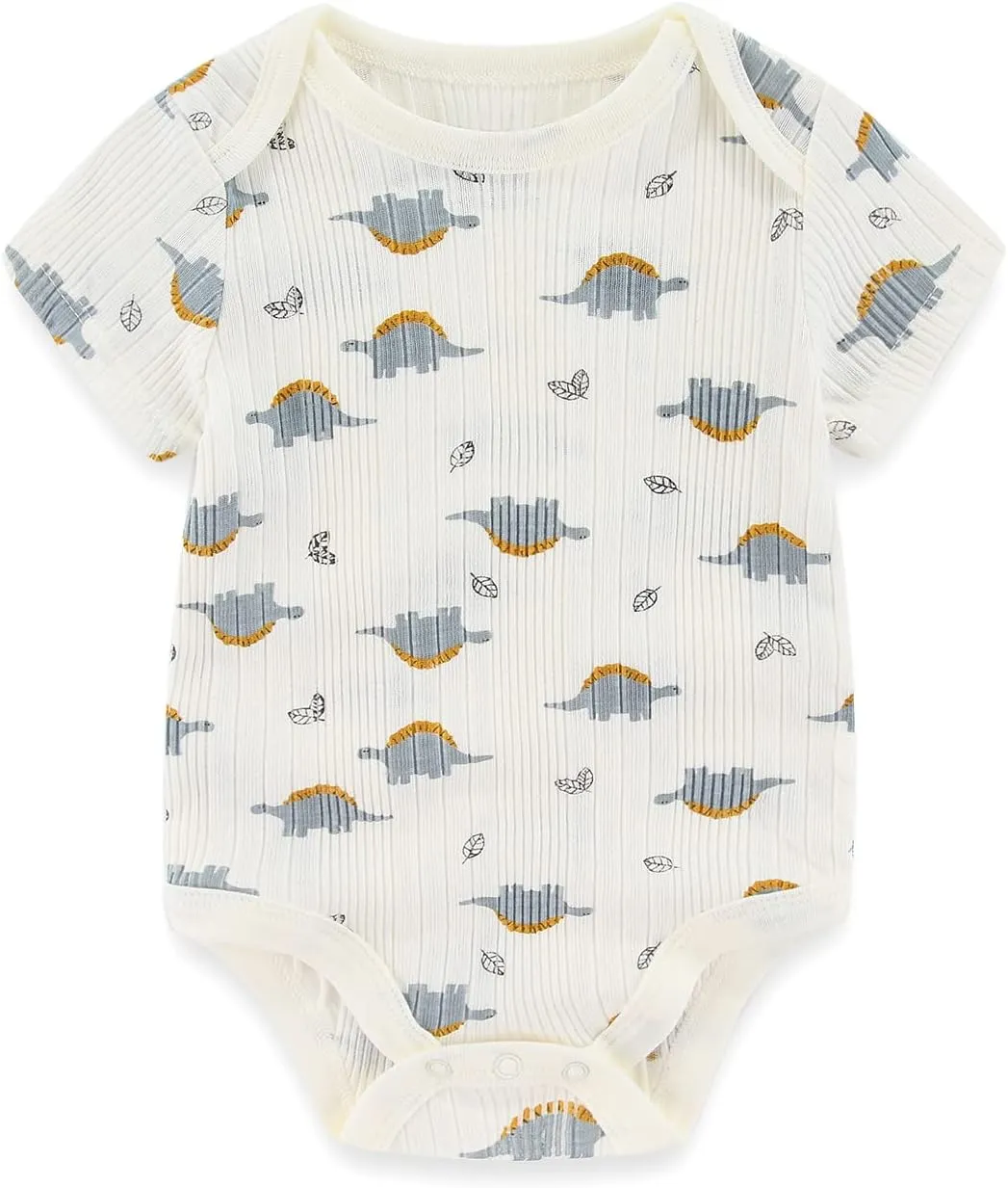 MAMIMAKA Newborn Baby Short Sleeve Bodysuit Cotton One-Piece Baby Clothes 5-Pack, 0-12 Months