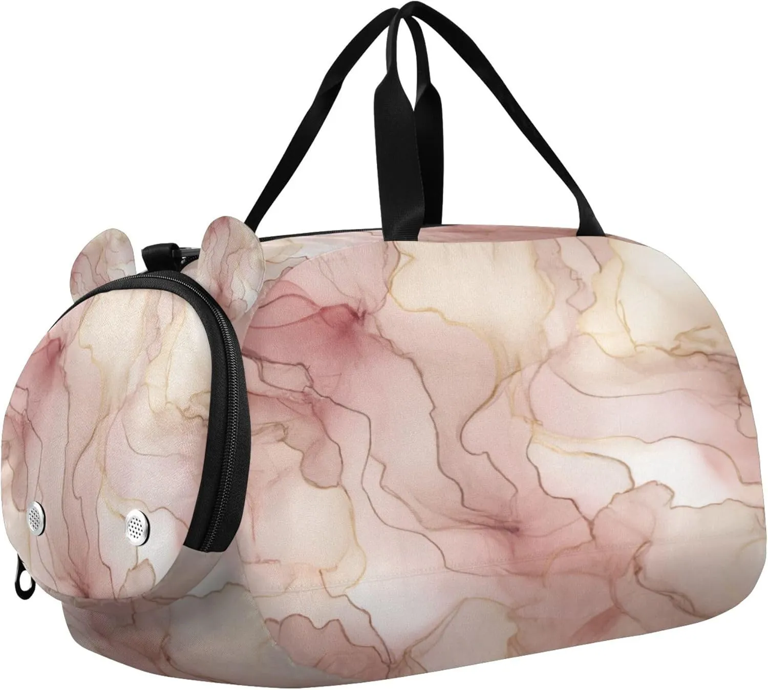 Marble Texture Kids Overnight Sports Duffel Bags with Shoe Compartment & Wet Pocket Travel Sport Gym Bag for Girls Boys