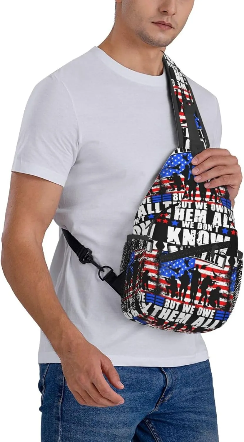 Mardi Gras American Flag Carnival Celebration Sling Bag Crossbody Bag Casual Chest Bags Travel Shoulder Backpack