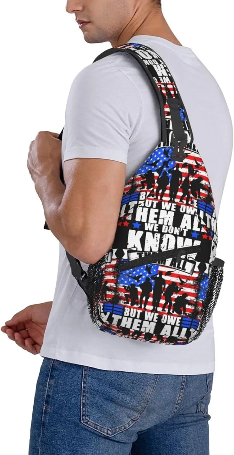 Mardi Gras American Flag Carnival Celebration Sling Bag Crossbody Bag Casual Chest Bags Travel Shoulder Backpack