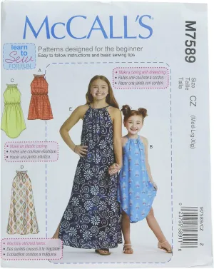 McCall's Patterns Children's/Girls' Gathered Neckline Sleeveless Dresses