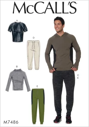 McCall's Patterns M7486 XN Men's Raglan Sleeve Tops and Drawstring Pants, Size XL-XXL-3XL (7486)