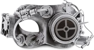 Mechanical Silver Steampunk Mask - Silver Masquerade Mask for Men & Women, Steampunk Costume Party Mask, Perfect for Halloween, Costume Parties, Conventions, and Special-Themed Events