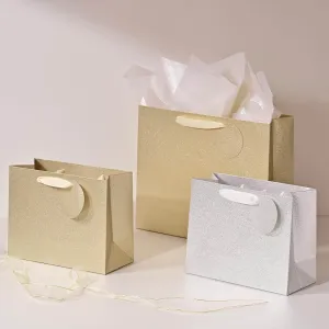 Medium and Large Metallic Gold & Sliver Gift Bags, Pack of 12
