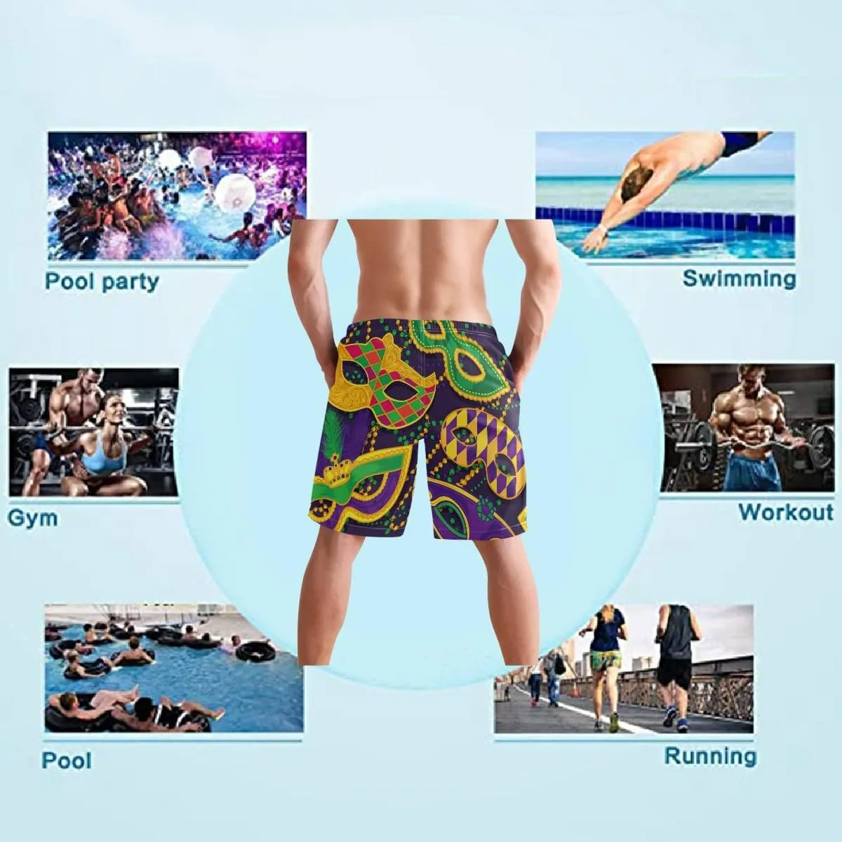 Men's Beach Shorts Swim Trunks Quick Dry Swim Shorts for Men