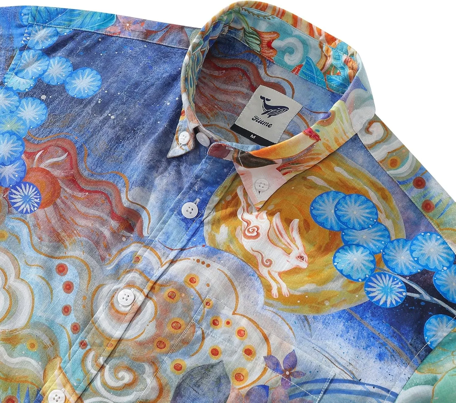 Mens Hawaiian Shirt Cotton Casual Button-Down Summer Beach Shirt Short Sleeve Aloha Shirt Tropical Shirts for Vacation