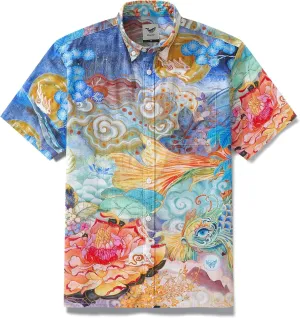 Mens Hawaiian Shirt Cotton Casual Button-Down Summer Beach Shirt Short Sleeve Aloha Shirt Tropical Shirts for Vacation