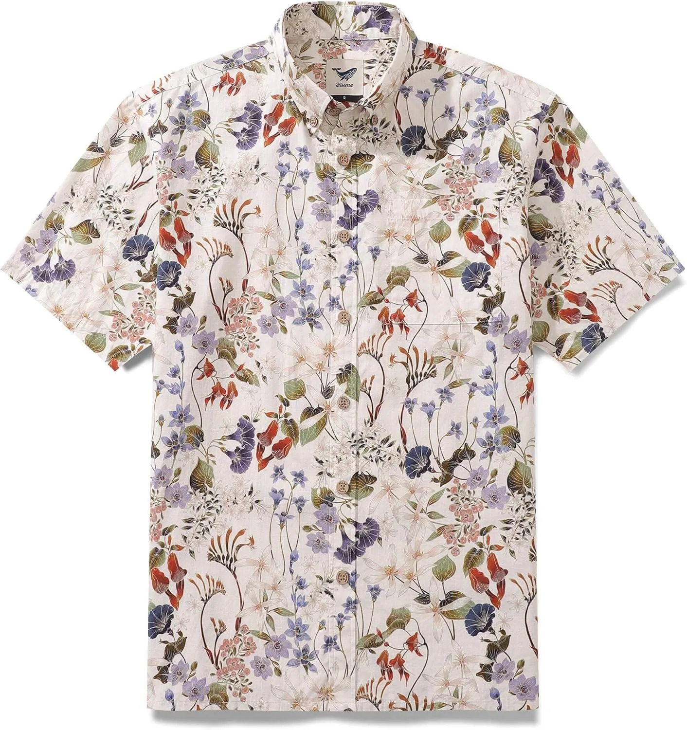 Mens Hawaiian Shirt Cotton Casual Button-Down Summer Beach Shirt Short Sleeve Aloha Shirt Tropical Shirts for Vacation