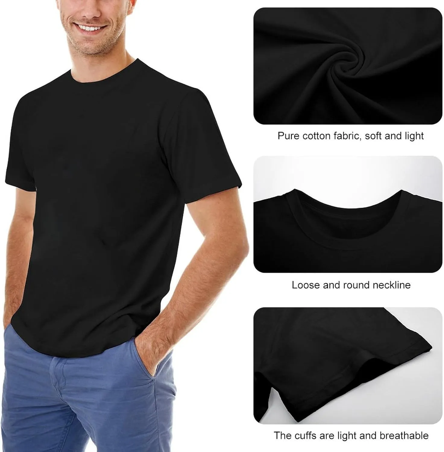 Men's Round Neck T-Shirt Saab Pure Cotton is More Hygroscopic