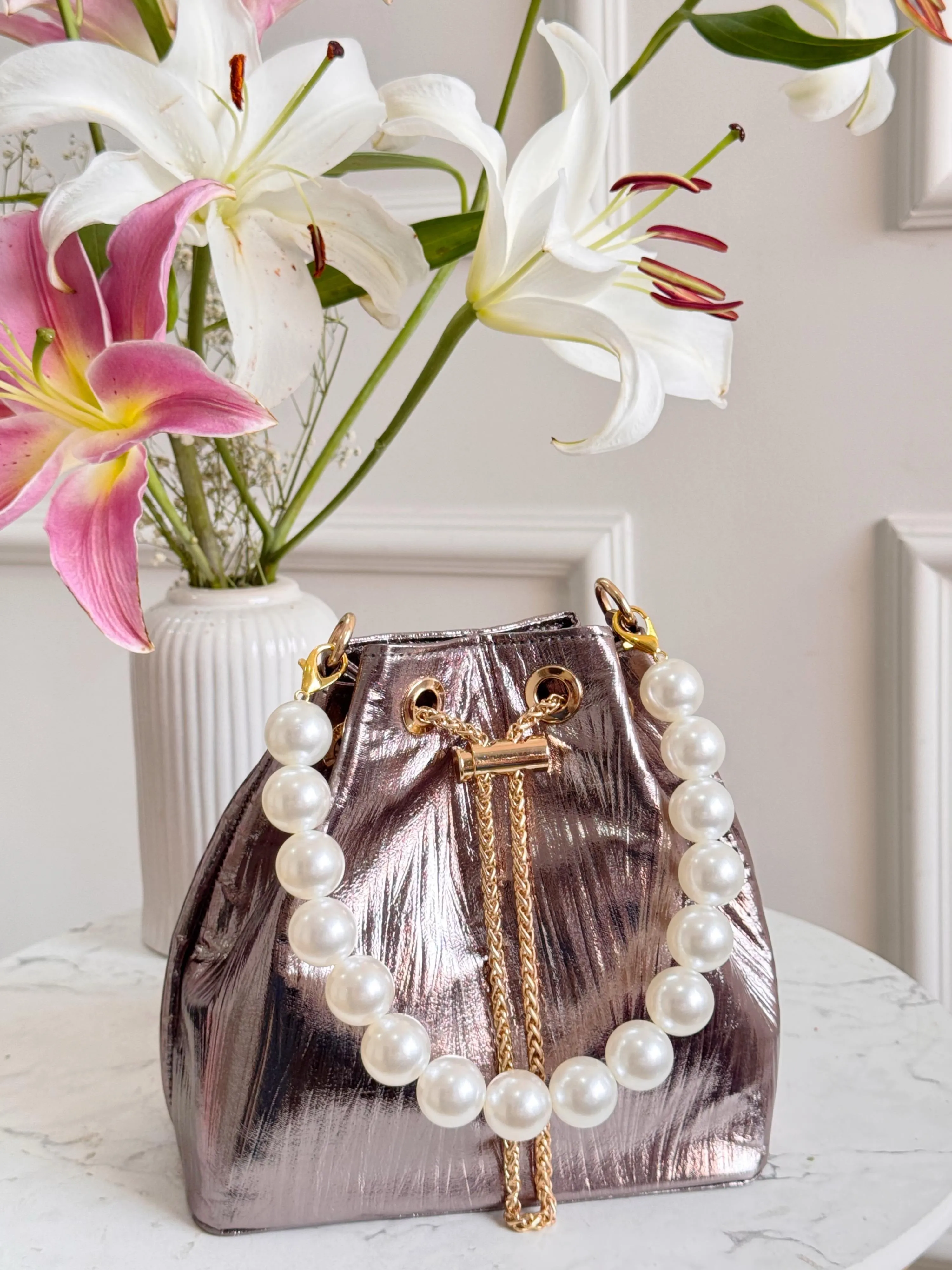 METALLIC BUCKET BAGS