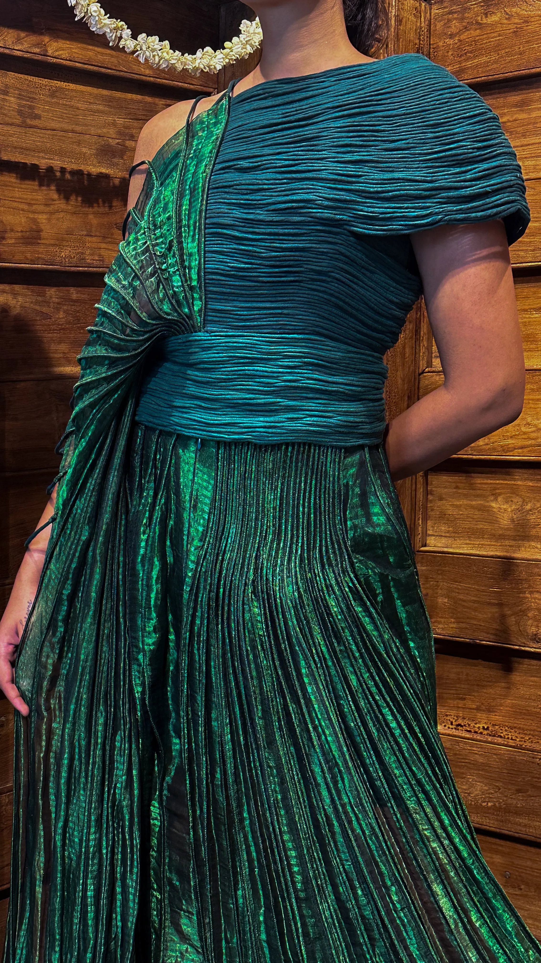 Metallic Corded Top and Wave Skirt