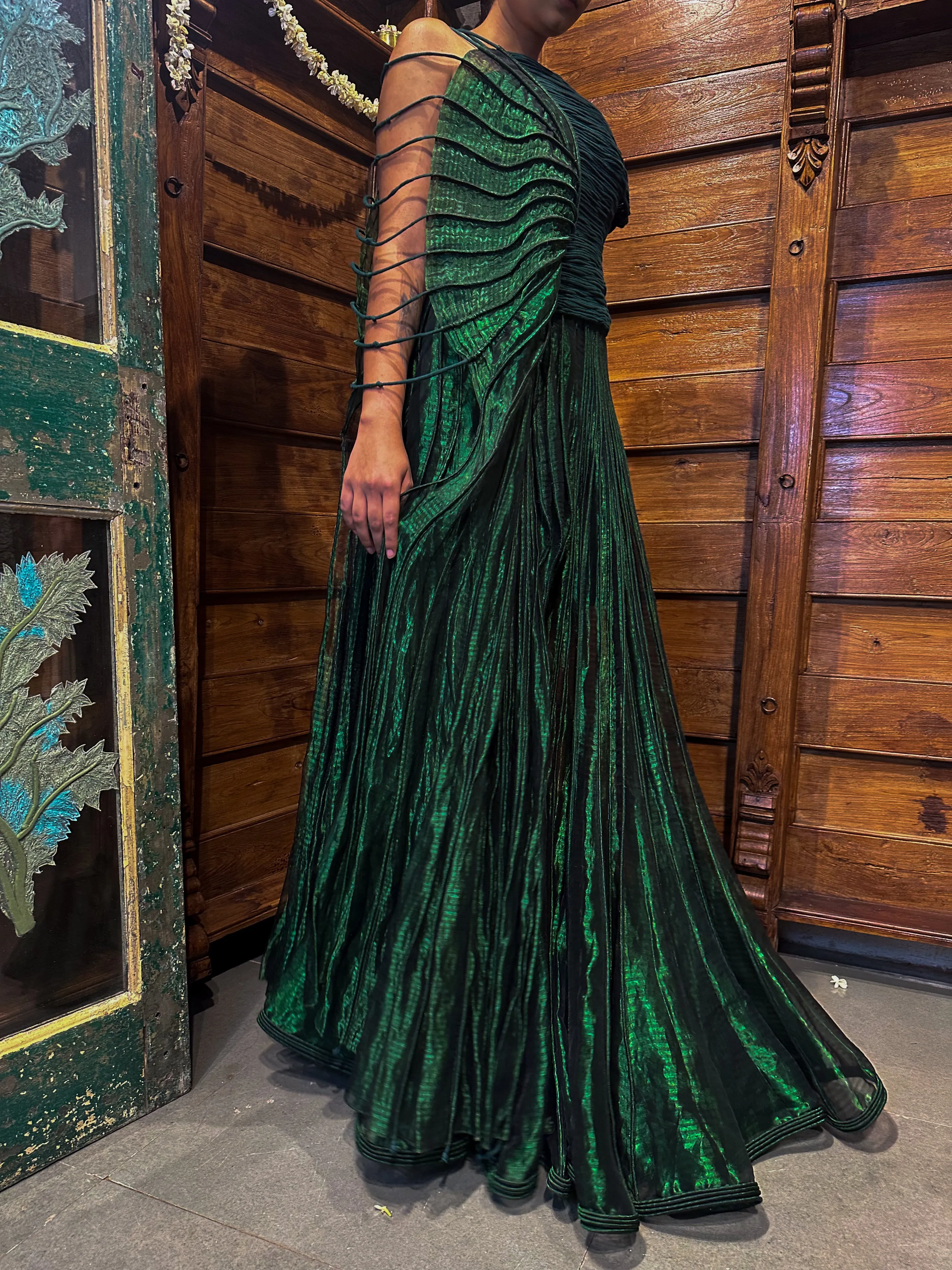 Metallic Corded Top and Wave Skirt