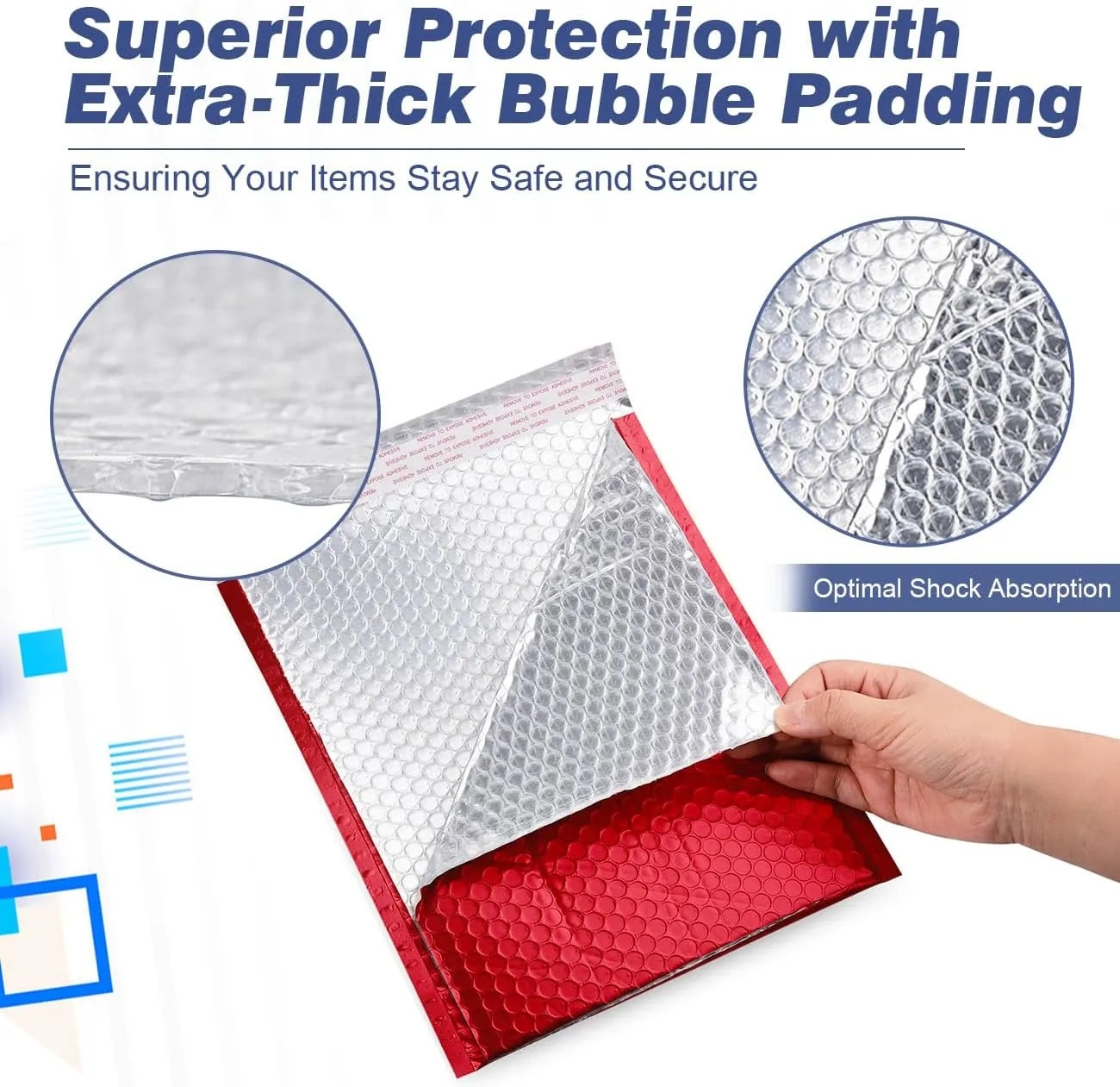 Metallic Matte Red Bubble Mailers Mailing Padded Envelopes 6x10 Inch- Self-seal Closure Bubble Shipping Bag 25pcs